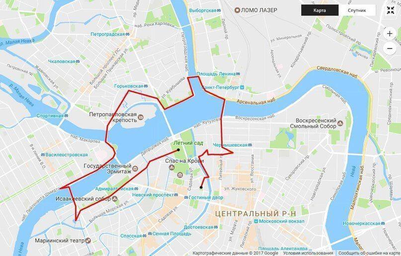 Веломаршрут Марсово поле — Манежная площадь в СПб