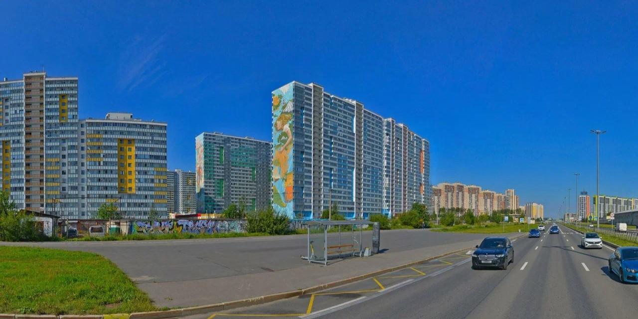 Велодорожки вдоль улицы Парашютной СПб.