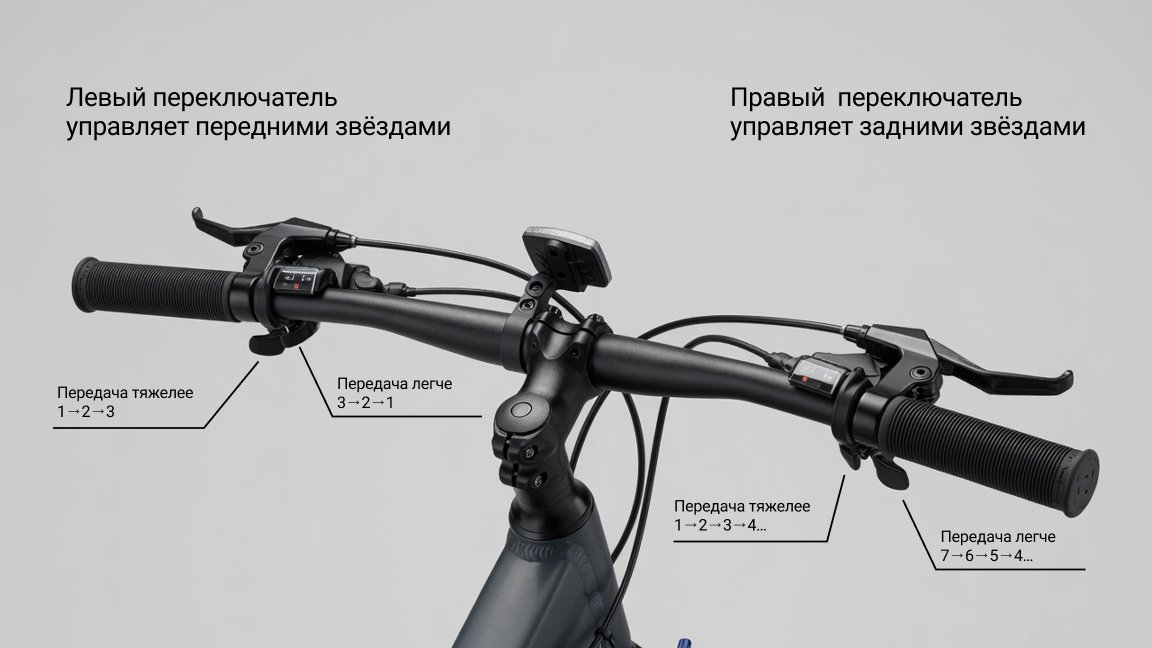 Схема переключения скоростей на велосипеде